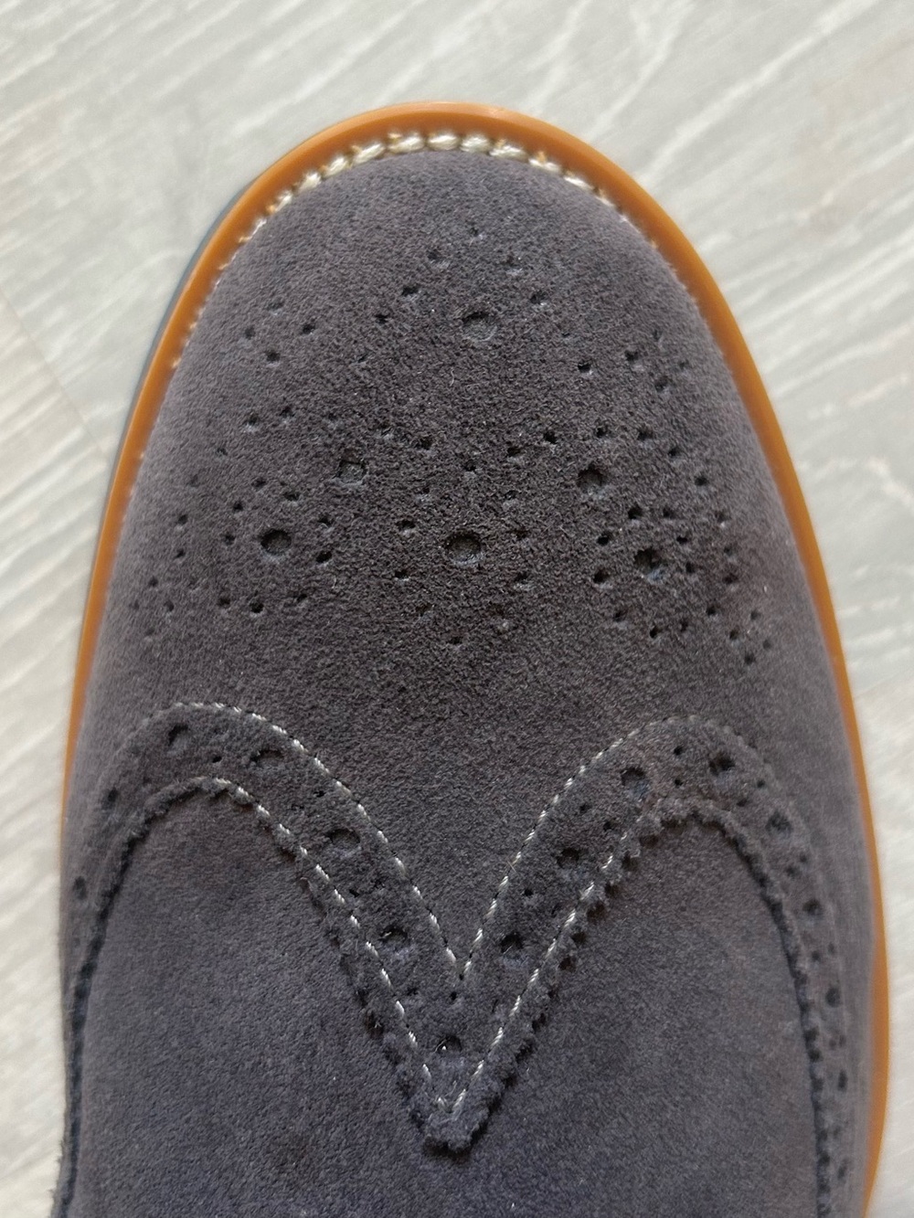 🆕 Joseph Abboud Sz 12 Men’s Gray Suede Wingtip Brogue Dress Shoes Oxfords - Picture 6 of 8
